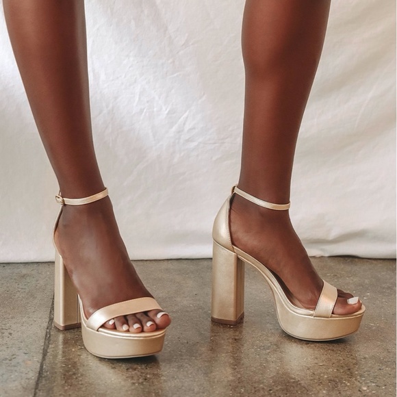 Lulu's Gold Platform Heels - Picture 1 of 14